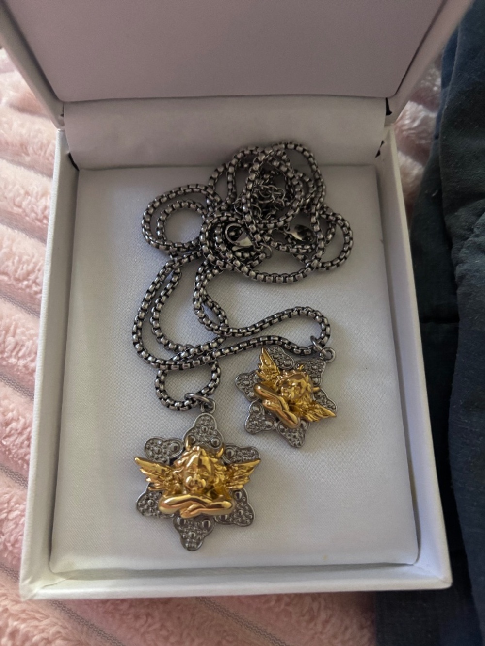 Boys like gold and silver necklace brand new with box